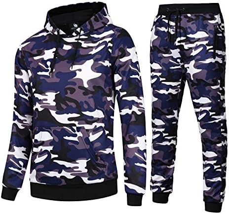 Mens Tracksuit Set Zipper Hoodie Top Bottoms Joggers Sport Sweatsuit Plus Size