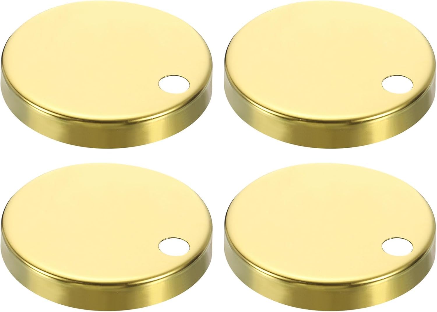 Wjelet Toilet Seat Hinges Mounting Cover, 4Pcs 60mm Stainless Steel Toilet Pan Top Fixing Decorative Covers, Quick Release Toilet Seat Hinge Covers Caps, Gold