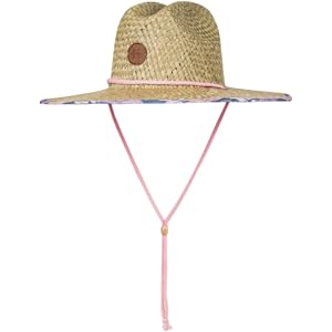Roxy Girls' Pina to My Colada Woven Straw Hat | Wide Brim | Adjustable | Sun Protection | Beach | Vacation | Natural