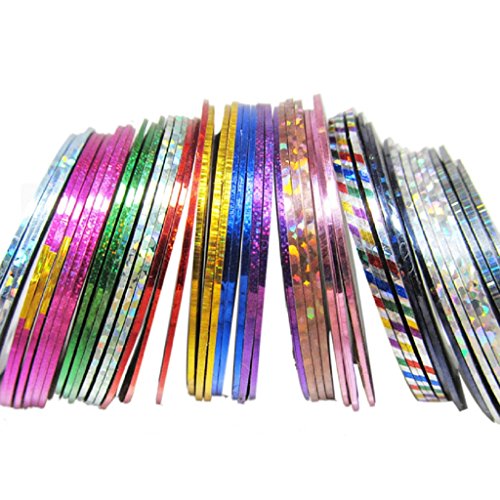 Tenworld 30Pcs Mixed Colors Rolls Striping Tape Line Nail Art Tips Decoration Sticker