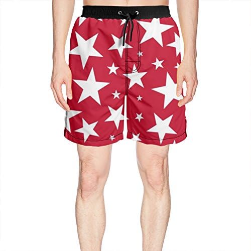Eoyles Red Star Summer Beachwear Quick Dry Shorts For Beach For Men Unique Trunks