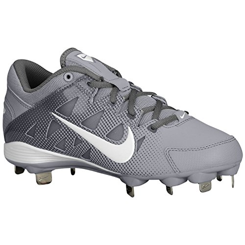 Nike Women's Hyperdiamond Strike Low Metal Softball Cleats, Gray/White, SZ 8