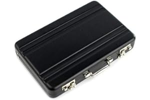AUSUKY Mini Aluminum Suitcase Briefcase Card Holder Box Case Box (Black)