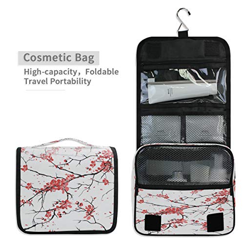 Hanging Toiletry Bag Japanese Plum blossom Portable Travel Cosmetic Makeup  Bag Bathroom Shower Shaving Kit Org
