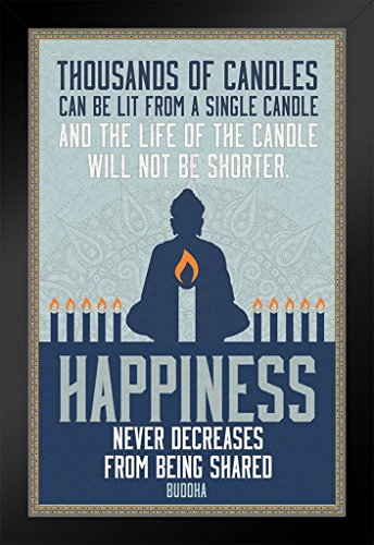 ProFrames Thousands of Candles Happiness Quote Buddha Art Print Framed Poster 12×18