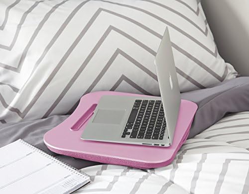 Light Pink Portable Curved Lap Desk with Cushion and Handle