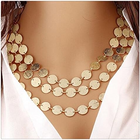 Hmlai Clearance! Women Girl Personalized Multi-Layer Metal Clothing Accessories Bib Chain Necklace Jewelry Gift (Glod)