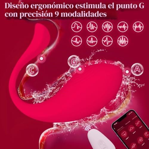 Vibrador Mando Distancia Vibradorador Mujer Juguetes Eróticos Para Pareja Vibradores Juguetes Sexuales Consoladores.. para Mujer con Vibración Vibradorador Clítoris 9 Modo Sex Toys (Rojo)