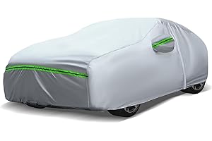 AUQDD 6-Layers Premium Sedan Car Cover Waterproof All Weather Weatherproof UV Sun Protection Snow Dust Storm Resistant Outdoor Exterior Custom Form-Fit Full Padded Car Cover with Straps 165"-181" K1