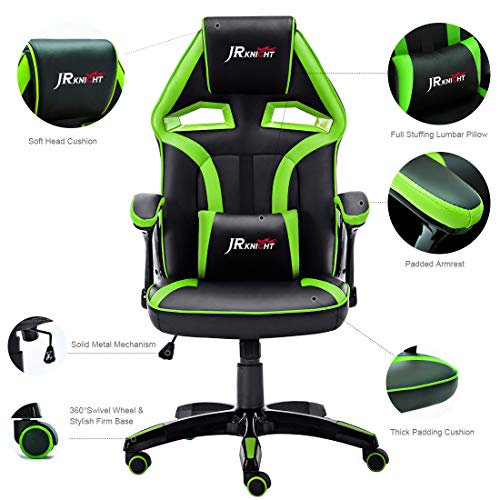 JR-Knight-Sedia-girevole-in-pelle-in-stile-auto-da-corsa-design-della-Renovation-Alien-per-casa-ufficio-per-giocare-al-computer-BlackGreen
