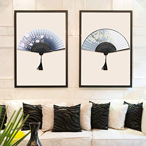 EAONE 3 Pcs Hand Folding Fan, Abanicos de Mano Chinese Vintage Style Handheld Fan with Fabric Sleeve, Silk Fan with Bamboo Frame and Elegant Tassel for Party Wedding Dancing Decoration