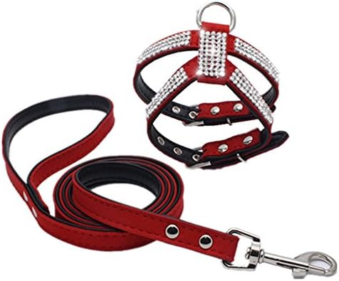 Combofix Velvet Sparkly Rhinestone Dog Harness &amp; Leash Set for Cute Small Medium Size Cats or Dogs