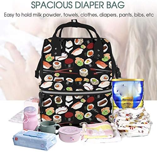 Laoyaotequ Large Diaper Bag Backpack,Yummy Sushi Pattern Diaper Bag Backpack Waterproof Travel Mummy Nappy Bags