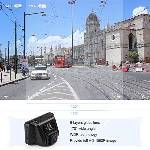 Car Dash Cam Driving Recorder - Raynic Camcorder Dashboard Camera with Rotatable Lens, 3" IPS LCD Screen, Full HD 1080P Video, 170° Wide Angle Lens, Loop Recording, G-Sensor and WDR for Car, Truck