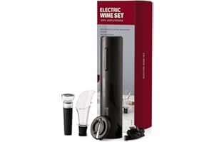 Electric Wine Opener Set, Rechargeable Automatic Bottle Openers with Vacuum Stopper, Wine Aerator, and Foil Cutter, Ideal Pre