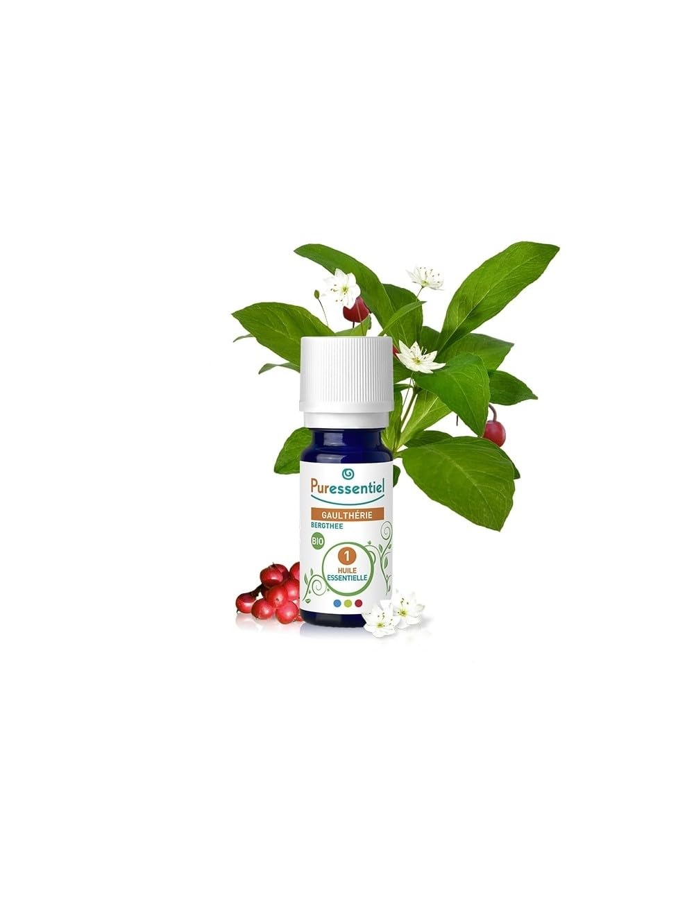 Puressentiel Organic Wintergreen Essential Oil 10 ml -100% Pure & Natural, Vegan - Aromatherapy - Bath - Warm & Woody Scented Oil - Undiluted, Assured Traceability