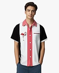 Flamingo Shirt Men Bowling Shirts for Men Print
