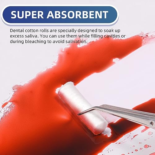NALACAL 400 PCS Dental Gauze Rolls Cottons Pads, Nosebleed Kit Accessories #2 Medium 1.5" Mouth Gauze Nose Plugs for Dental Clinic, Household