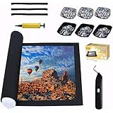 Puzzle Mat Jigsaw Roll Up - 1500ï¼Œ 1000ï¼Œ 500 Pieces Puzzle Frame with 6 Pcs sorter Trays, Saver, Storage, Table Board for Adults Kids Men Women Portable Large, Bits and Pieces Puzzle Board