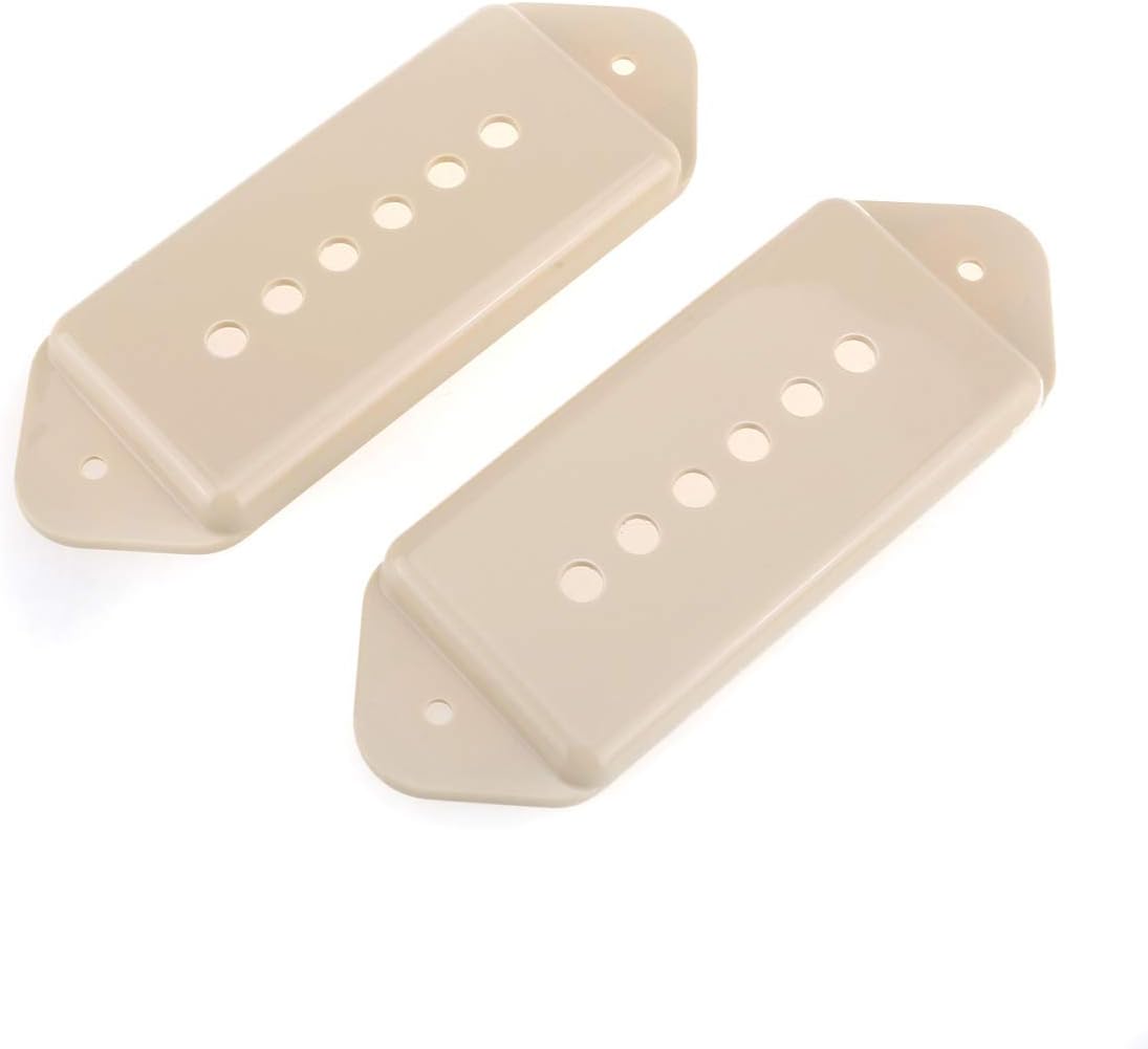 Musiclily Pro 49.2mm P90 Dog Ear Short/Low Neck Position Pickup Covers for USA Les Paul/Vintage Style Epiphone, Cream (Set of 2)