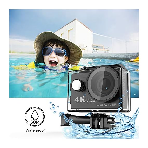 DBPOWER 4K Action Camera 12MP Ultra HD Waterproof Sports Cam with Builtin WiFi 170 Degree Wide