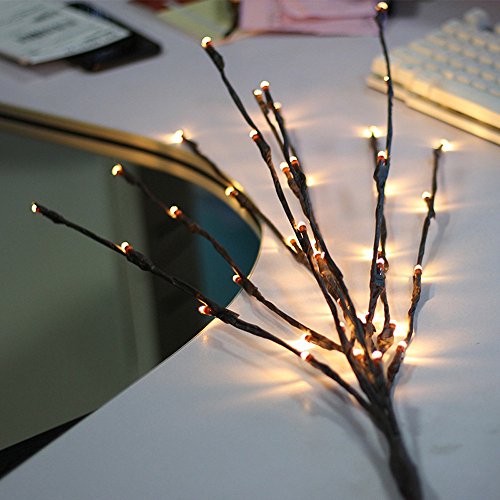 Gotian Warm Led Willow Branch Lamp Floral Lights 20 Bulbs Warm White 30 Inches for Home Christmas Party Garden New Year Birthday Wedding Ceremony Dinner Party Decoration