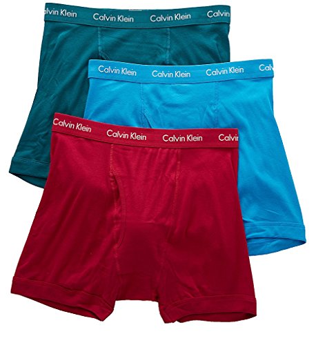 Calvin Klein Men's Underwear Cotton Classics Boxer Briefs - Large - Dresden Blue/Sea Green/Amaranth (Pack of 3)