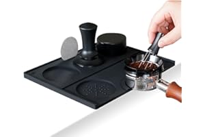WATCHGET Espresso Tamping Mat - Espresso Tamping Station Food Grade Silicone Coffee Tamper Mat Espresso Accessory for Baristas Home Kitchen Bar Coffee Shop 9.84Inch x 7.87Inch (Black)
