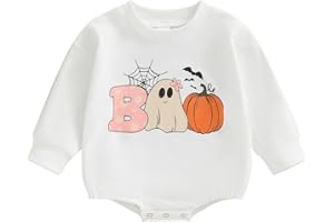 FIOMVA Baby Girl Halloween Outfit Fall Newborn My First Halloween Outfits Infant Sweatshirt Bubble Romper Pumpkin Clothes