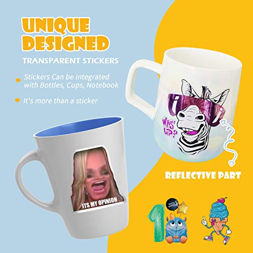 150pcs Clear Stickers Pack, 50 Transparent Stickers for Laptop + 100pcs Mini Stickers, Cute Small Stickers for Water Bottles, Reflective Trendy Decals for Scrapbook, Tenns, Adults