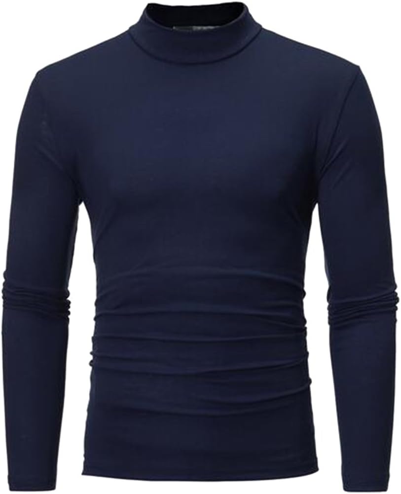 Jofemuho Men's Half Turtleneck Long Sleeve Casual Fall Winter Solid Color Comfort T-Shirt
