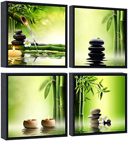 Amazon Com Pyradecor Modern 4 Panels Framed Contemporary Zen Giclee Canvas Prints Perfect Bamboo Green Pictures Paintings On Canvas Wall Art For Home Office Decorations Living Room Bedroon Posters Prints
