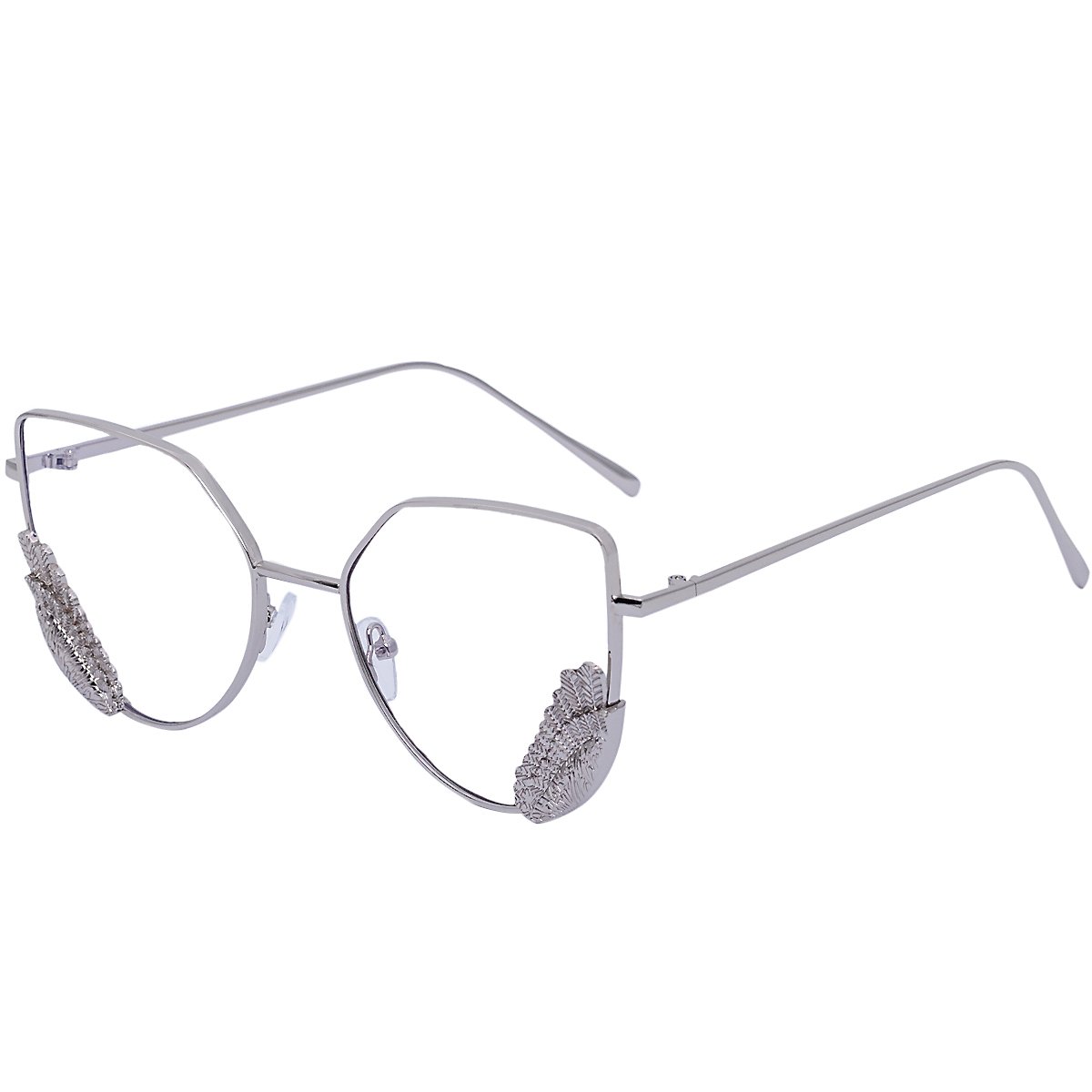 WISH CLUB Women Cat Eye Sunglasses Fashion Designer Transparent UV 400 Stylish Modern Party Glasses (Silver2)