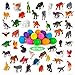 YIHONG 48 Pcs Easter Eggs Prefilled with Assorted Natural World Animal Figures, Bright Colorful Plastic Surprise Eggs for Kids Party Favors, Easter Egg Stuffers Fillers
