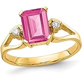 Gem And Harmony 1.65 Carat (ctw) Emerald-Cut Pink Tourmaline Ring 14K Yellow Gold (SIZE 6)