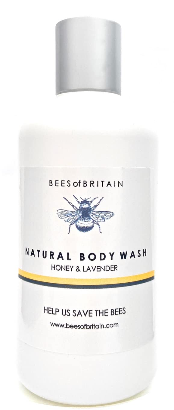 BEES of BRITAIN Honey & Lavender Natural Body Wash – pH 5.5 Skin-Neutral & Soap-Free – 99% Natural Origin – with Natural Soap Bark (Quillaja) – Gentle Botanical Daily Cleanser – UK Made – 250ml