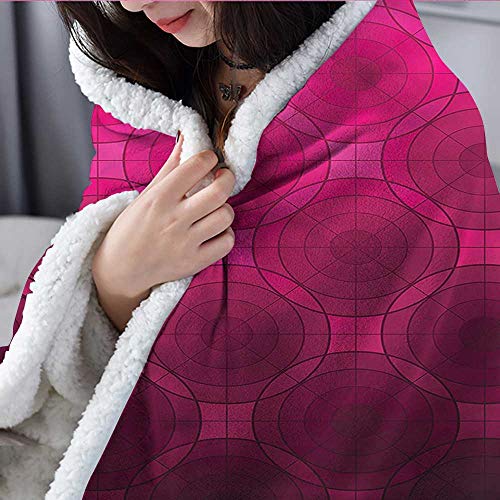 AndyTours Baby Blanket Magenta Disc Circle Shapes Autumn and Winter Thick Blanket W59 x L31