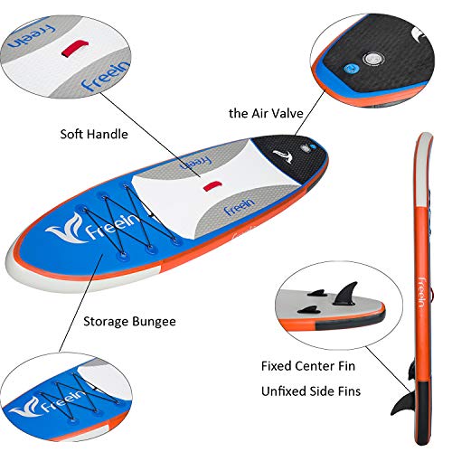 Freein Inflatable Stand Up Paddleboard, All Round 10' Long 31" Wide 6" Thick Inflatable SUP Paddle Board, by