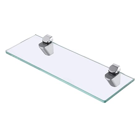 KES Bad Glasablage Gehärtes Glas (8mm, 14-Zoll, 35CM) mit Wandhalterung, Chrom Poliert, BGS3202S35