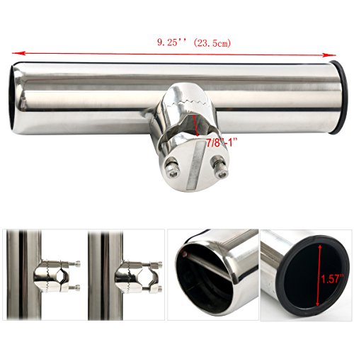 Amarine-made Stainless Clamp on Fishing Rod Holder for Rails 7/8" to 1" with Stop pin on Bottom
