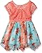 Nannette Girls' Hanky Hem Chiffon Floral Dress with Lace Popover