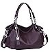 Heshe Womens Leather Handbags Ladies Purse Tote Bag Top Handle Bag Shoulder Bag Cross Body Bag (Violet)