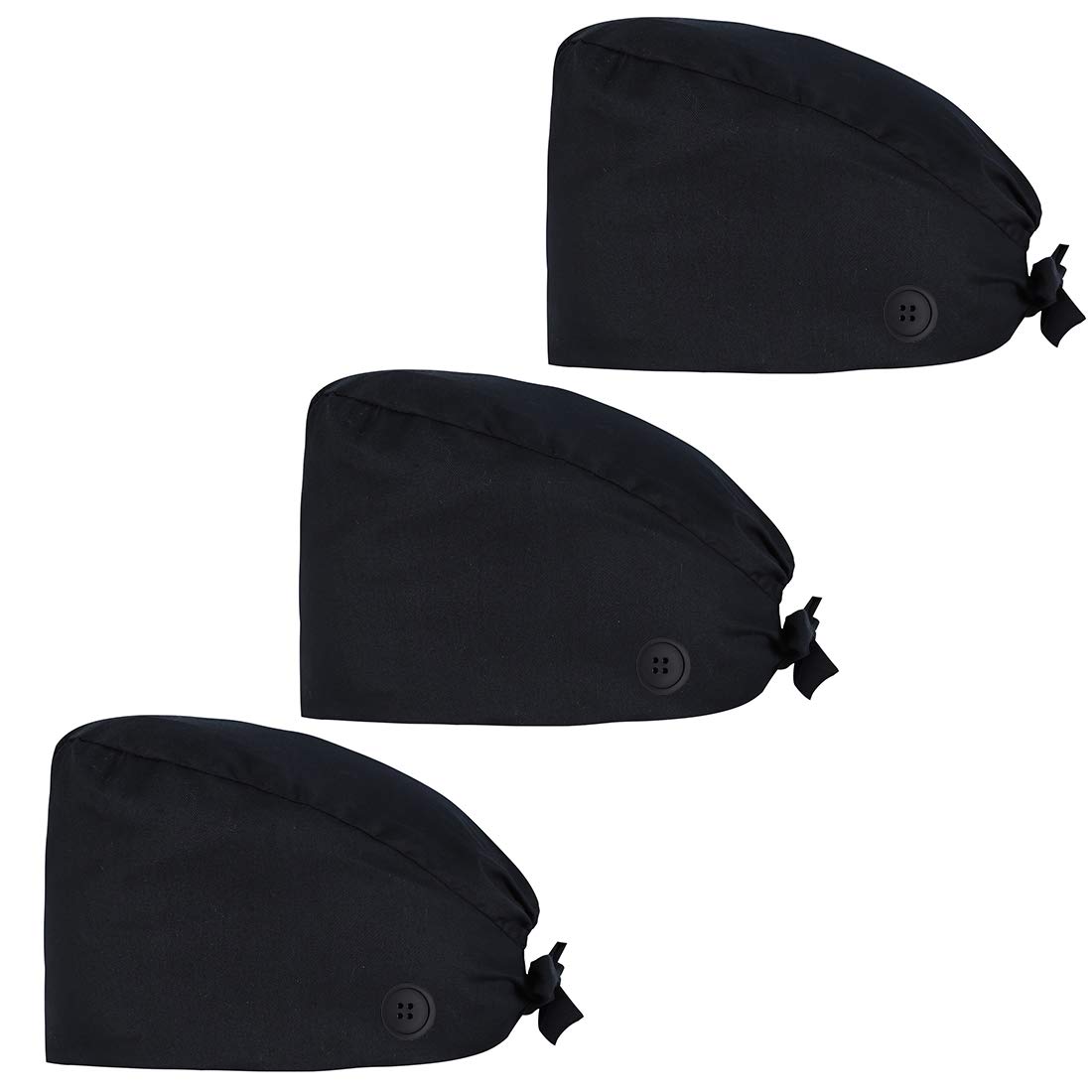 Photo 1 of Surgical Scrub Cap with Button, Solid Nurse Doctor Surgery caps Adjust Tie Back Working caps(Black*3)