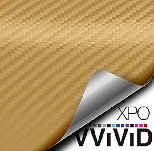 VViViD XPO Dry Carbon Fiber Gold Vinyl Wrap Roll with Air Release Technology (10ft x 5ft)