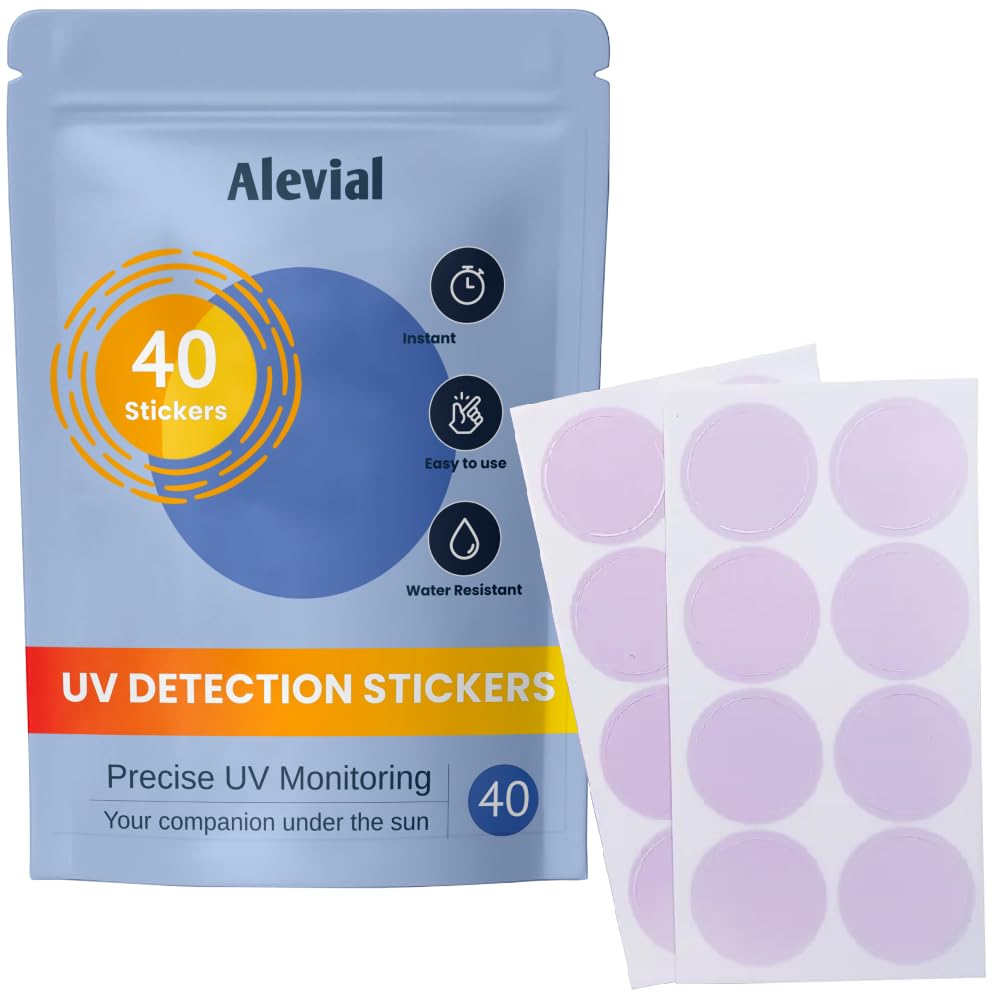 New UV Detection Stickers for Sunscreen Reapply Reminder, Suitable for Kids & Adults, 40 Pack Sticker Patches, Sun Cream Instant Monitoring