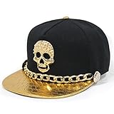 Jescakoo Unisex 3D Metal Stud Adjustable Flat Bill Snapback Baseball Punk Cap Hat
