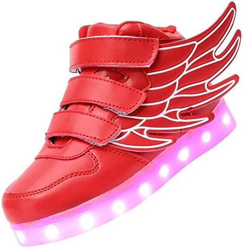 Luckfugui Little Big Kid boy USB Flashing LED Shoes Sneaker Red30
