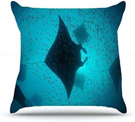 Throw Pillowcase 18 X 18 Inches Cotton Pillowcases Decorative Cushion Covers with Hidden Zipper - Animals Underwater Life flocks family skatoobraznyh For Indoor
