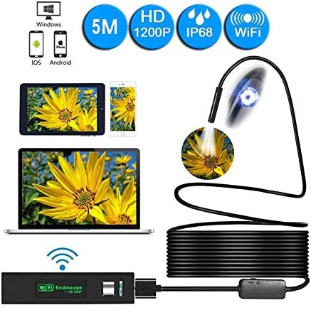 Inspection Camera,WiFi Borescope Inspection Camera Waterproof WiFi Borescope USB Endoscope Android Borescope iPhone Camera Semi-Rigid Snake Camera iPhone,Android,iOS Smartphone,Tablet,PC (16.5FT)