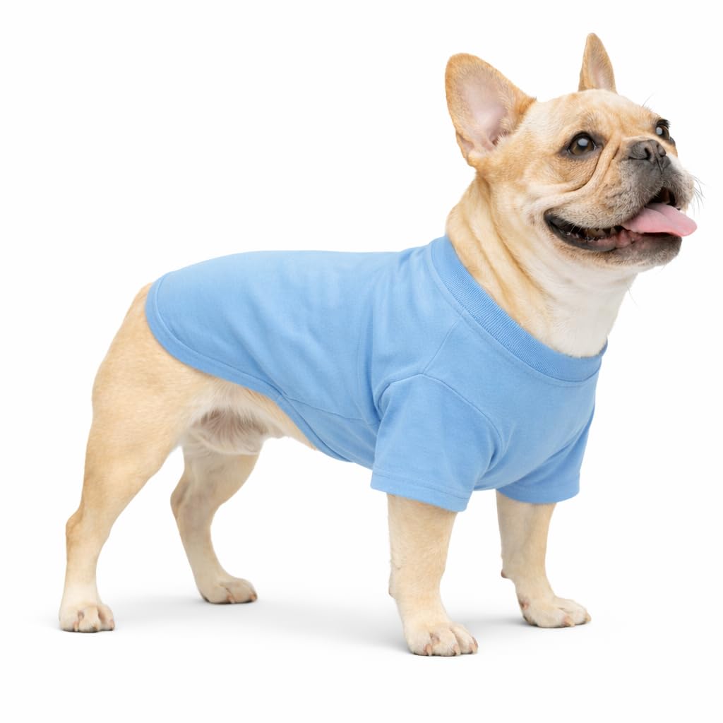 Lovelonglong Bulldog Clothes Dog Clothing Blank T-Shirt Tee Shirts for French Bulldog English Bulldog American Pit Bull Pugs 100% Cotton Skin Care Light-blue B-M